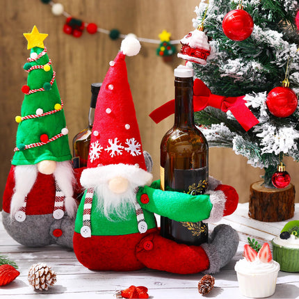 Capoda 2 Pieces Christmas Tree Topper 14 Inch Mr and Mrs Gnomes Tree Topper Plush Doll Treetop Decorations Christmas Curtain Buckle Xmas Curtain Fastener for Holiday Christmas Tree Decor