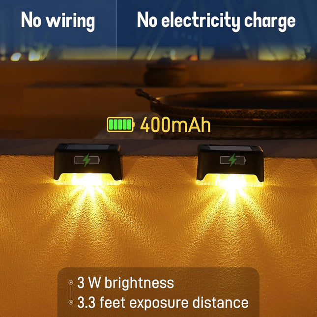 Solar Deck Lights Black 4 Pack Outdoor Waterproof Led Patio Fence Step Stairs Decorate Illumination Garden Dackyard Landscape