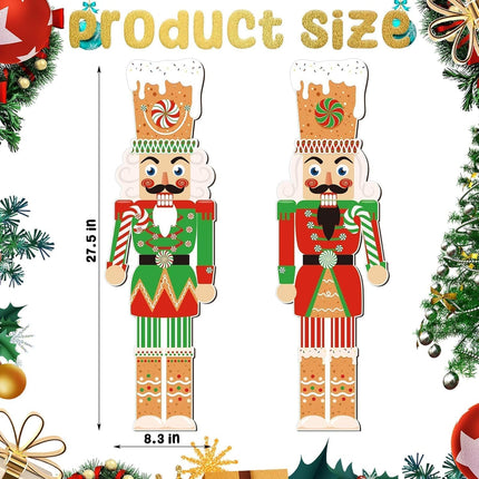 clothmile 2 Pieces Christmas Nutcracker Door Sign Wooden Large Candy Door Hanger Hanging Wall Welcome Sign for Christmas Front Door Porch Home Wall Decor