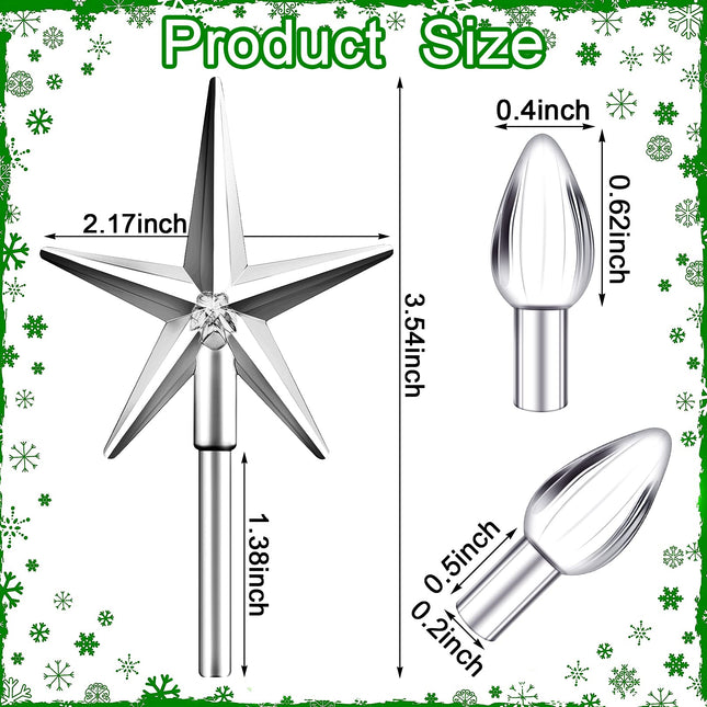216 Pieces Christmas Ceramic Tree Lights Bulbs Plastic Flame Shape Small Twist Style Bulbs Ceramic Tree Replacement Bulbs Colored Star Ornaments Tree Bulbs Tree Topper Stars for Xmas Tree Accessories