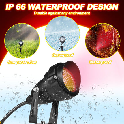 4 Pcs Christmas Red Spotlight Outdoor Plug in Landscape Lighting 12w Ip66 Waterproof LED Lights with Spiked Stand 270° Adjustable Outdoor Spot Lights for Holiday Yard, Lawn, Garden, Tree, Flags