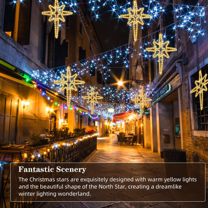 22" Star of Bethlehem Outdoor Lights, Metal Frame Waterproof 96 LEDs Warm Yellowish Lights,LED Lights for Christmas Nativity Scene Outdoor Yard Porch Festival Wedding Party,Time Switch