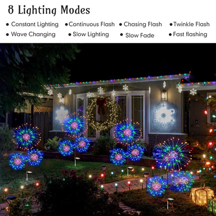 6 Pcs Solar Garden Fireworks Lights Outdoor 210 LED 18 Fireworks 3 Head Design Solar Lights Waterproof Solar Powered Christmas Firework Lights for Garden Yard Pathway Patio Decoration