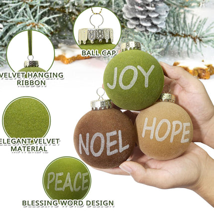15Pcs Velvet Christmas Balls Flocked Christmas Tree Ball Ornaments 3.15 Inch Shatterproof Christmas Ornaments Ball for Christmas Tree Xmas Door Wreath Decoration