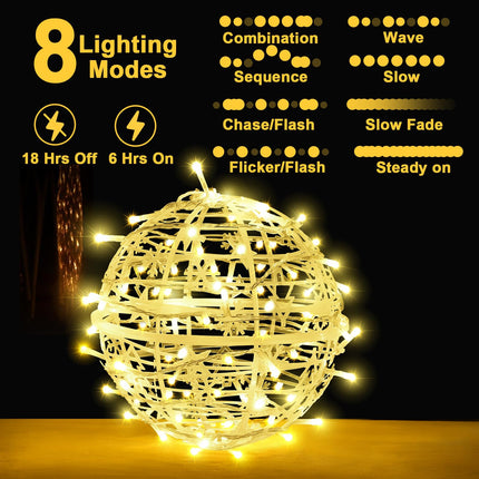 Likiyol Christmas Light Balls Outdoor 4 Pack 8" Sphere Christmas Lights with Plug, Hanging Tree Garden Globe Lights Waterproof String Lights for Yard, Patio, Porch, Party, Holiday Decor, Warm White