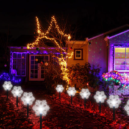Macarrie 20 Pcs Solar Christmas Snowflake Pathway Lights Outdoor LED Christmas Decorations Waterproof Stake Lights Xmas Decorative Lights for Garden Yard Christmas Decor(White Light)