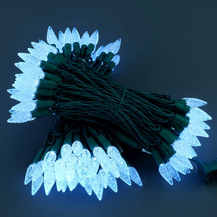 YULETIME Cool White One-Piece C6 LED Christmas Lights, Total 71 Feet 140 Count 2 Strands 35.5ft 70ct 6" Spacing Waterproof Strawberry String Light (Cool White)
