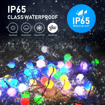 Smart Globe Fairy Lights, 32.8ft Waterproof LED String Lights for Indoor and Outdoor Decor, Voice and App Controlled with Music Sync for Christmas and Party, Compatible with Alexa and Google Home.