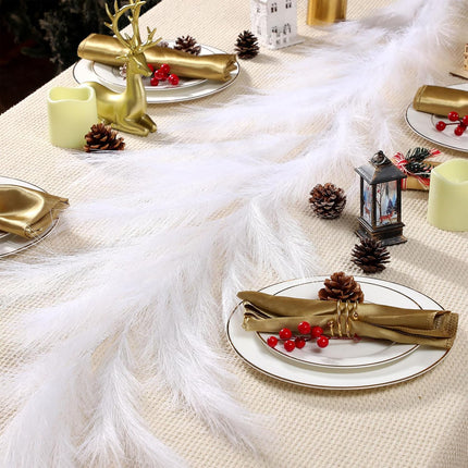 2 Pcs 6 ft Christmas Tree Garland Decoration Pampas Grass Garland Faux Artificial Fabric Feathers Boho for Mantle Xmas Tree Home Farmhouse Christmas Holiday Party Supplies(White)