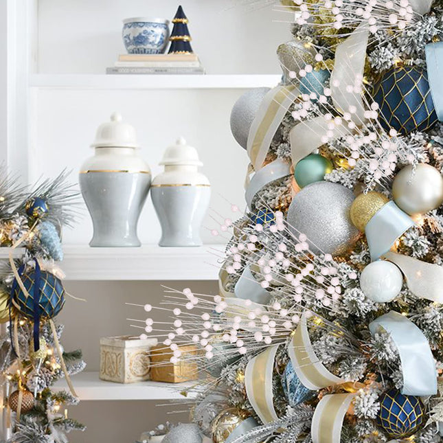 12 PCS Artificial Glitter Berry, White Christmas Glitter Picks Artificial Berries Stems Ornaments Fake Xmas Stem Decorative Sticks for Vases Tall DIY Wreath Home Decor (15.8’’)