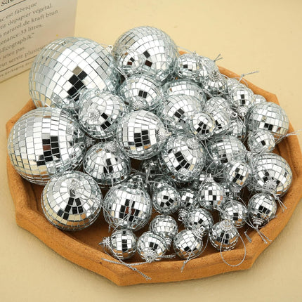 54Pack Disco Ball, Hanging Mirror Disco Ball Ornaments 70s Disco Party Decorations Mini Silver Reflective Christmas Balls for Holiday Wedding Xmas Tree Home Decor