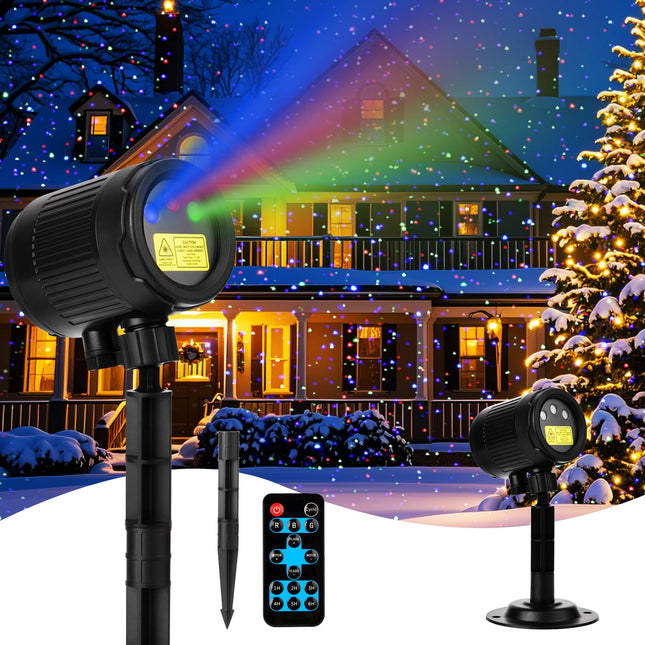Laser Christmas Projector Lights Outdoor, Red Green Blue 3 Color Firefly Lights Show Laser Projection with Remote, Waterproof Projector Lights Holiday Decor for House Party Xmas Halloween