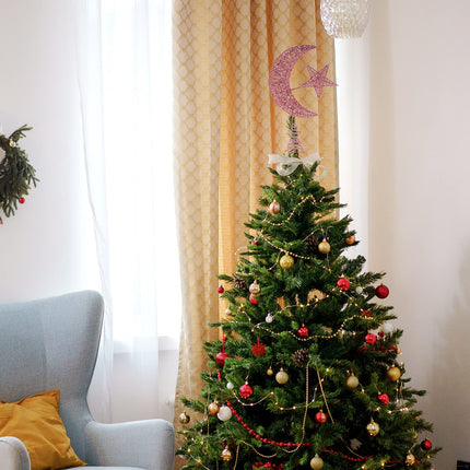 ABOOFAN Christmas Tree Topper Moon and Star Tree Topper Glitter Star Tree Topper Christmas Tree Decorations for Holiday Wedding Birthday Christmas Table Ornaments