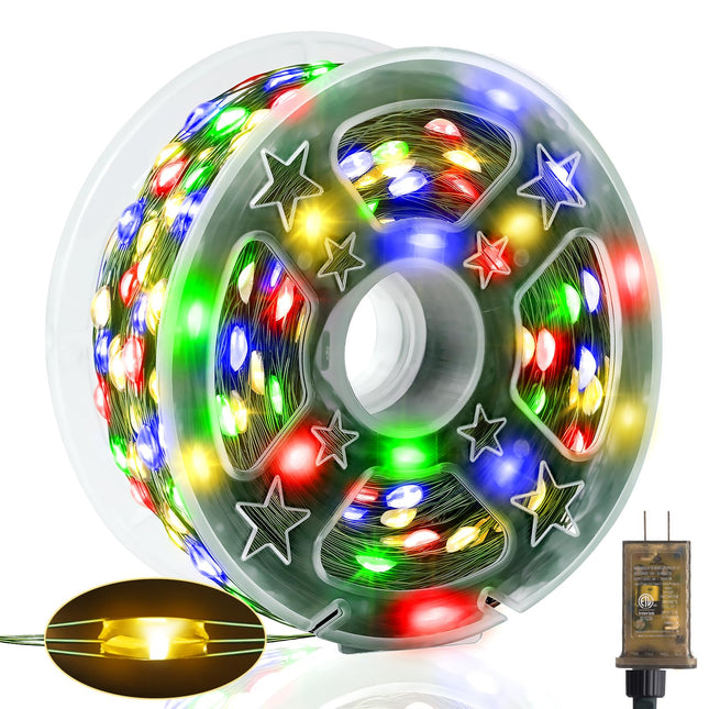 Heceltt 164 FT 500 LED Christmas Lights Outdoor,Green Wire Outdoor Fairy Lights Plug in Waterproof 8 Modes and Timer Memory Function for Xmas Wedding Party Holiday Patio Garden Decor(Multicolor)