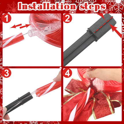 ROCEEI 2 Sets Outdoor Christmas Yard Decorations 26" Peppermint Lollipop Candy Cane Pathway Lights 160 LEDs 8 Lighting Modes Timer with Bows Waterproof Christmas Pathway Markers for Yard Garden