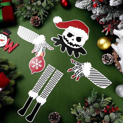 5 Pack Skellington Christmas Tree Topper Head Arms and Legs, Xmas Spooky Skull Decorative Tree Ornaments, Funny Indoor Home Decorations Holiday Gothic Party Supplies