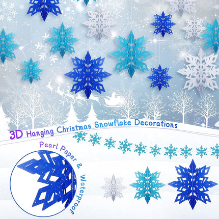 Dilunave 21 Pieces Winter Christmas Snowflake Hanging Decorations Xmas Snowflake Ornaments Winter Snowflake Garlands for Christmas Holiday Party Anniversary Home Decorations