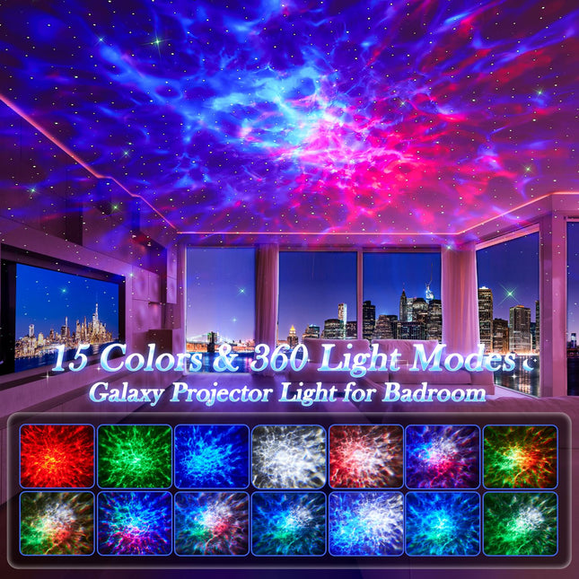 Galaxy Projector Star Projector,15 Color Galaxy Light Projector for Kids Room,15 White Noise Star Projector for Kids,Bluetooth Galaxy Lamp Night Sky Projector for Bedroom,Christmas s for Teen Boys