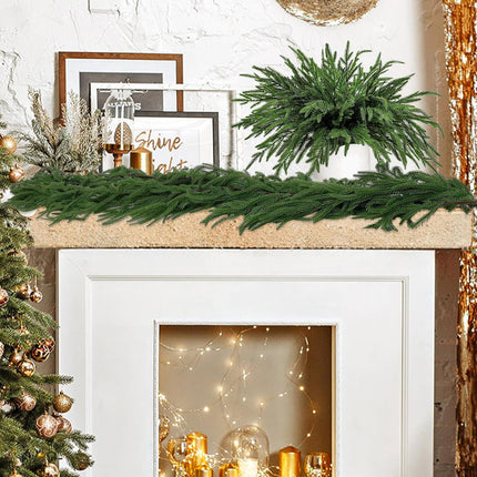 12 Pcs Christmas Norfolk Pine Branches, Artificial Christmas Pine Branches Norfolk Pine Stems DIY Crafts Faux Christmas Greenery Stems for Xmas Indoor Outdoor Home Decor (18 Inches)