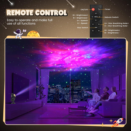 Black Astronaut Star Galaxy Projector, Starry Nebula Ceiling LED Night Light Lamp with Timer Remote, Kids Bedroom Adults Gaming Room Decor Aesthetic, for Christmas, Birthdays, Valentine's Day