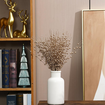 30-Pack Christmas Picks and Sprays Champagne Gold Artificial Glitter Berry Stems Branches Twigs Sticks Sprigs Christmas Tree Decorations, Ornaments for Garland, Wreath, Flowers and Tree Topper