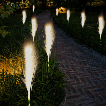 Solar Outdoor Garden Lights, 4 Pack LED Lights Waterproof, Sway by Wind Simulation Reed Lights Decoration for Garden Patio Walkway Pathway Yard (Warm White)