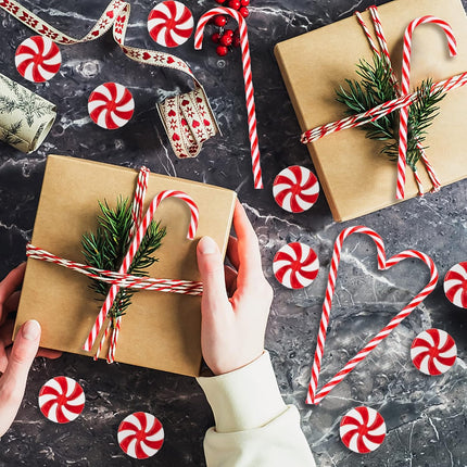 48Pcs Candy Canes Christmas Tree Decorations-Plastic Peppermint Candy Cane Ornaments for Christmas Tree Decor Candy Lollipop Craft Christmas Party Supplies