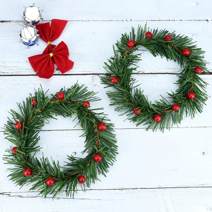 Lystaii 10pcs Christmas Candle Rings Red Artificial Berry Candle Rings with Grass Mini Christmas Wreath for Pillar Candle Christmas Holiday Table Decorations Rustic Wedding Table Centerpiece (Large)