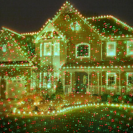 Christmas Motion Laser Projector Light Outdoor for Seasonal Decorative Lighting Show, as Seen on TV Xmas Light Landscape for House Garden, Red & Green Stars Dots Dynamic Keeping Moving Change Pattern