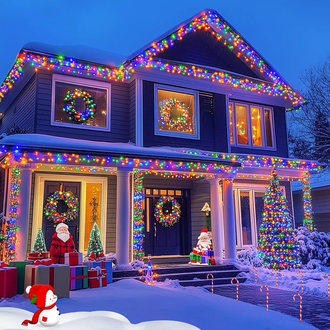 JMEXSUSS 600 LED Solar Christmas Lights Outdoor Waterproof, 206.7 ft Multi Colored Christmas Lights, 8 Modes Solar String Lights for Outside Yard Patio Tree Xmas Christmas Decorations