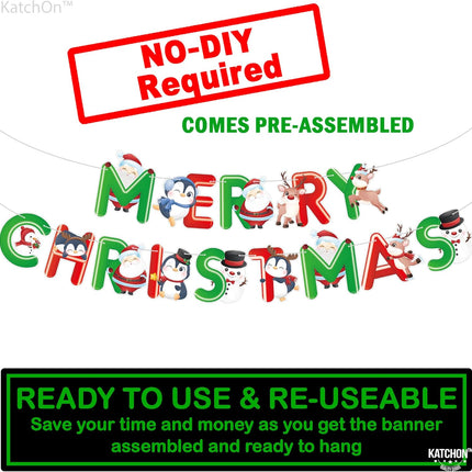 KatchOn, Red and Green Merry Christmas Banner - 10 Feet, No DIY Merry Christmas Garland for Christmas Decorations Christmas Garland for Christmas Party Decorations Merry christmas banner garland