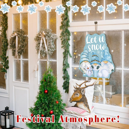 Christmas Welcome Sign Wooden Winter Gnome Door Sign 10x13 Inches Gnome Hanging Plaque Decor Hanging for Holiday Winter Home Window Wall Indoor Outdoor (Charming)