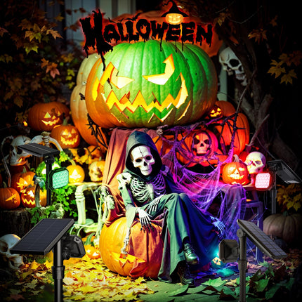 JSOT Solar Lights Outdoor Waterproof - Color Changing Solar Spot Lights Outside, Solar Powered Spotlight Landscape Lighting Halloween Spotlights for Tree Garden Yard Pathway Driveway House Christmas