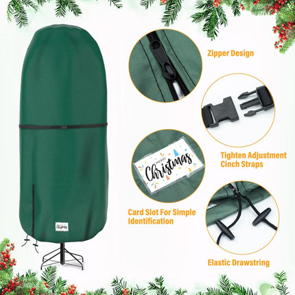 Upright Christmas Tree Storage Cover, Tear Resistant Adjustable 7.5 Foot Christmas Tree Storage Bag for Artificial Tree Standing with Ornaments,Christmas Tree Cover Waterproof, Dustproof