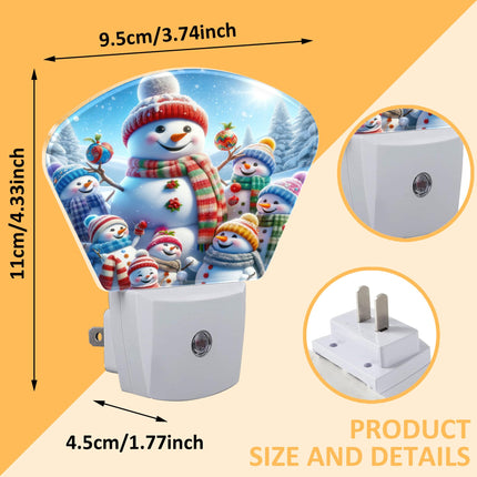 Christmas Snowman Night Light for Kids Christmas Tree Night Lights Plug into Wall with Dusk to Dawn Light Sensors 0.5W LED,Warm Nightlights for Bedroom Bathroom Hallway Kitchen