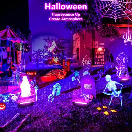 d 240W LED Black Light with 10ft Cable, IP66 Outdoor Blacklight Flood Light, Powerful Washer Light with Plug Switch for Christmas Halloween Neon Glow Dark Party Fluorescent Body Paint, 2 Pack