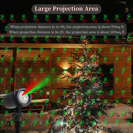 Christmas Laser Lights Projector,12 Patterns for Xmas with RF Remote,Red and Green Star Show,for Outdoor and Indoor, Christmas, Holiday, Party Decor