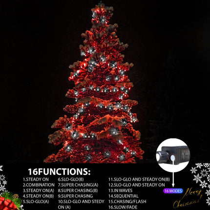 500 LED String Lights Outdoor, 16 Modes Plug in Twinkle Fairy Lights for Bedroom, 46ft 500LED Christmas Lights Cluster Lights Outdoor Waterproof Red&White Bulb