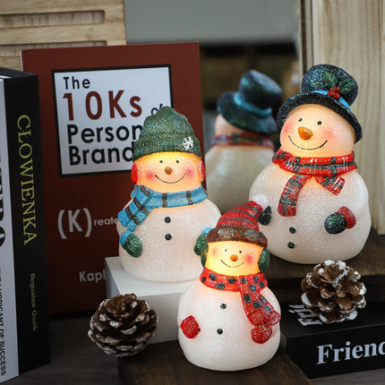 Christmas LED Flameless Candles Snowman Novelty Lighting Battery Operated with Remote Real Wax Flickering Candles Decorative for Holiday Winter Bedroom Snowman Theme Decor Mothers Day s