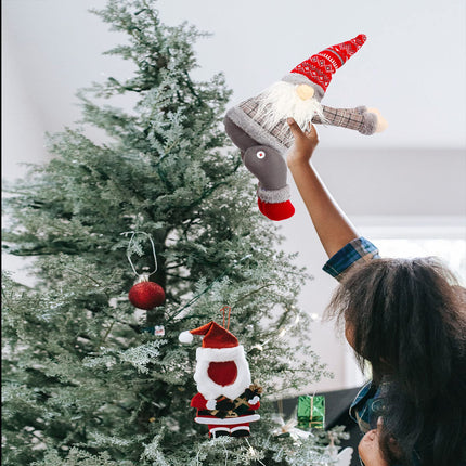 Gnome Tree Topper,Gnome Christmas Tree Topper,Gnome Christmas Decorations,Funny Christmas Tree Topper Gnome,Hand Made Christmas Decorations Holiday Home Decor,Also be Used as Curtain Tie(Red)