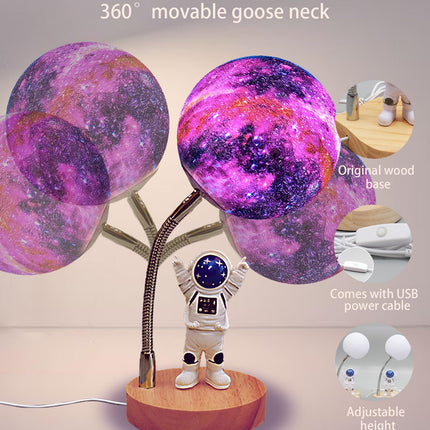 WLHONG Moon Lamp for Kids,Space Buddy Lights with 7 Color Astronaut Night Light,USB Powered and Button Control 3D Moon Table Lamp,Perfect for Bedroom,Nursery and Space-Themed Parties (Galaxy)
