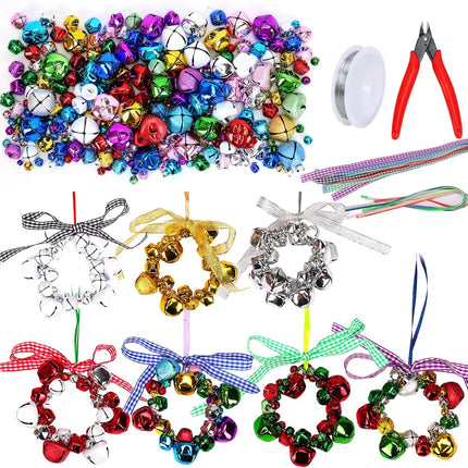 CEWOR 315 Pieces Christmas Jingle Bells 7 Sets Craft Kits Christmas Tree Ornaments DIY for Adult Christmas Home Decorations