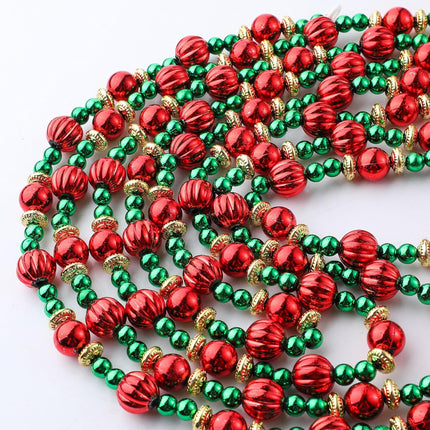 Geosar 12 Pcs Christmas Tree Bead Garland 9 Feet Twisted Beads Christmas Tree Pearl Garland Red and Green Xmas Tree Bead for Christmas Party Fireplace Wreath Ornaments