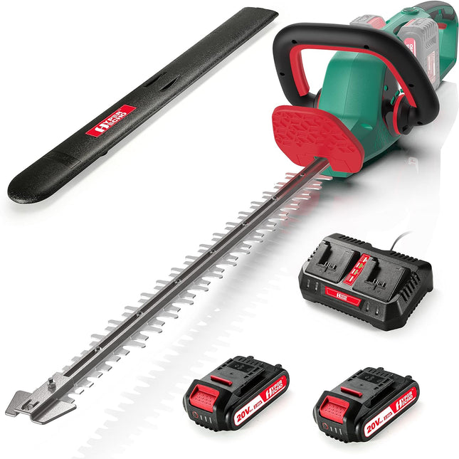 HYPERECHO Cordless Hedge Trimmer 40V MAX 24-Inch 1" Cutting Capacity Cordless Shrub Trimmer Electric Hedge Trimmer Brushless Motor (2.0Ah Battery*2&Charger Included)