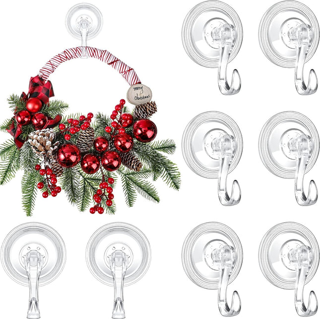 Yookeer Christmas Wreath Suction Cup Hooks Wreath Hanger Suction Cup Heavy Duty Reusable Suction Cups Large Clear Suction Wreath Hanger for Glass Door Window Hanger(12 Pcs)