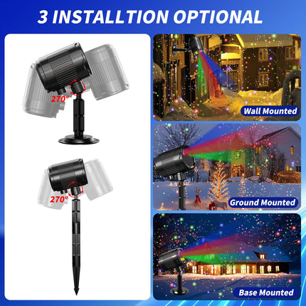 Christmas Laser Projector Light Outdoor: RGB Firefly Laser Lights Decoration with Remote, IP65 Waterproof Star Projector Lights Decor for Yard Garden Holiday Party, Christmas Halloween Year
