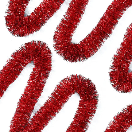 50 Feet Red Tinsel Garland Christmas Foil Tinsel Garland Decoration Metallic Banner Wall Hanging Tinsel Streamers Garland for Christmas Tree Birthday Party Decorations (3.54" x 50', Red)