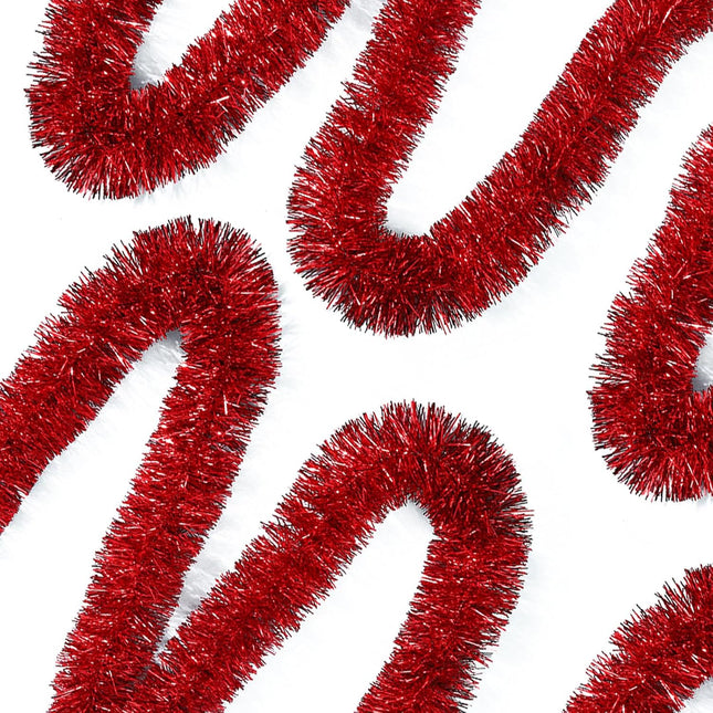50 Feet Red Tinsel Garland Christmas Foil Tinsel Garland Decoration Metallic Banner Wall Hanging Tinsel Streamers Garland for Christmas Tree Birthday Party Decorations (3.54" x 50', Red)