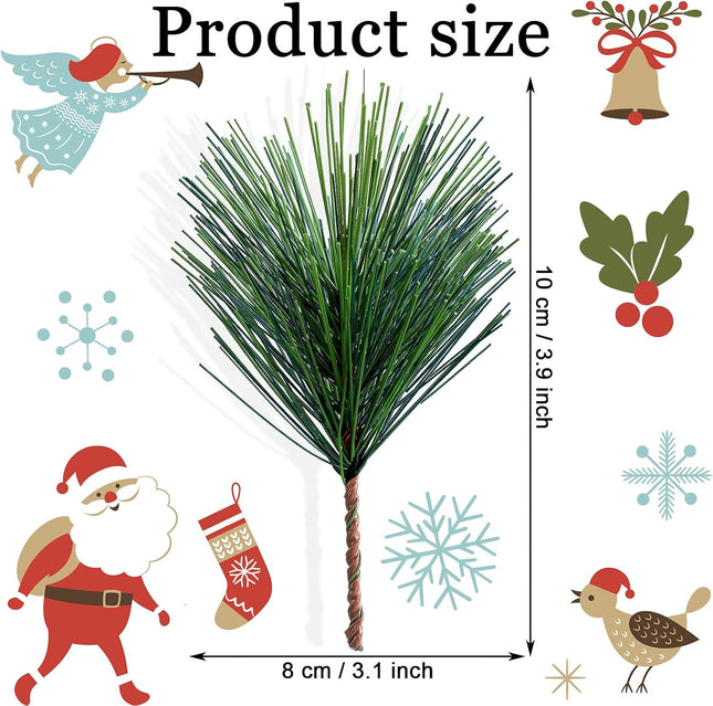 70 Pieces Artificial Pine Needles Branches 3.9 x 3.1 Inches Small Pine Twigs Stems Picks Green Plants Pine Needles Fake Greenery Pine Picks for Christmas Garland Wreath Holiday Garden Decoration