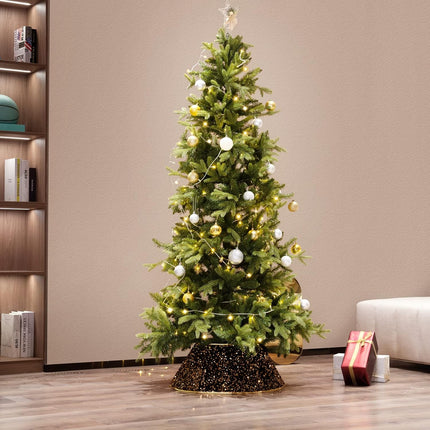 Sequin Christmas Tree Collar, Sparking Christmas Tree Base Cover, 26" D Foldable Dazzling Handcrafed Christmas Tree Ring for Christmas Tree Decoration (Gold Sequins, Diamond)